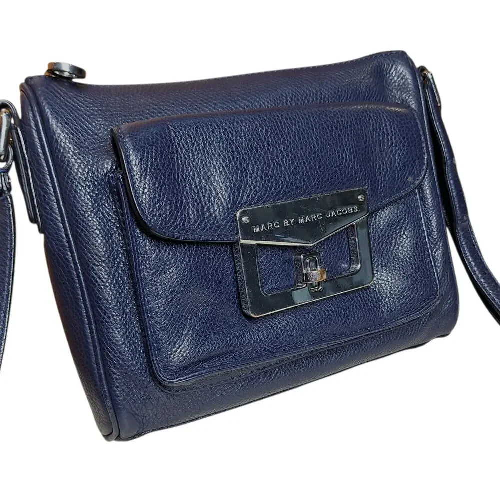 Marc by marc Jacob's navy blue Bianca crossbody kisslock bag genuine leather
